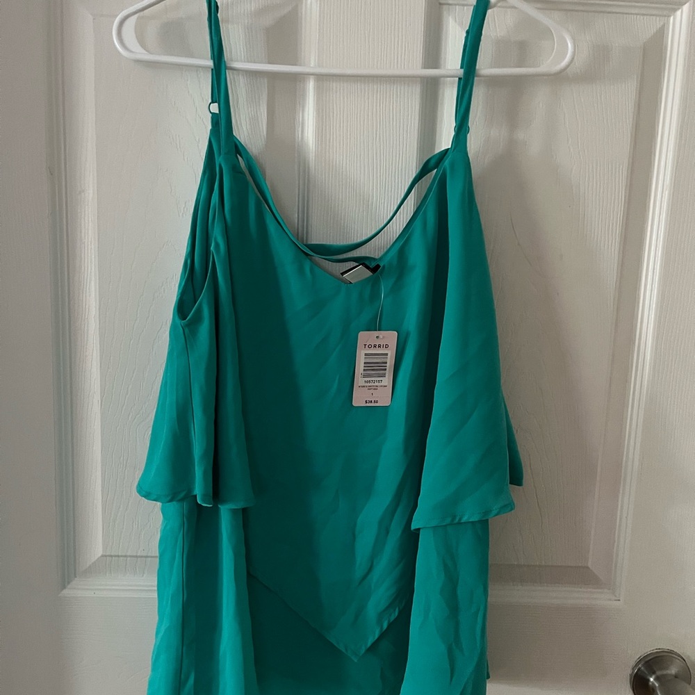 Torrid Blue Ruffled Asymmetrical Camisole